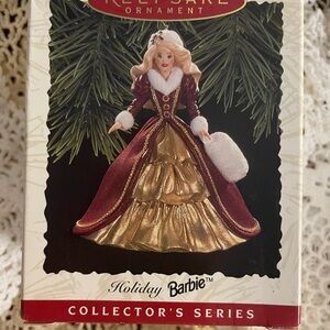 Barbie Holiday Ornament - Burgundy and Gold